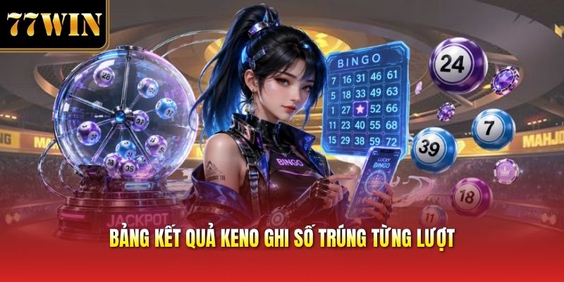 Bảng kết quả keno ghi số trúng từng lượt